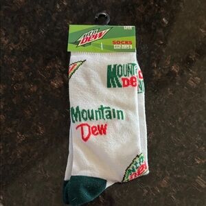 Mountain Dew MTN Dew men’s white and green Men's White and Green Crew Socks 6-12